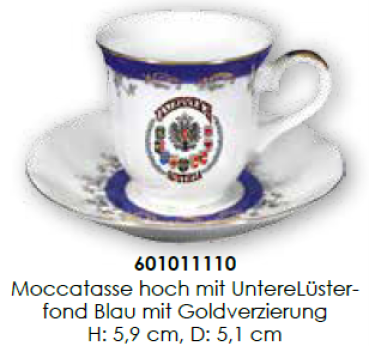 Tasse Moccatasse m. Unters. blau 5,9cm Motiv